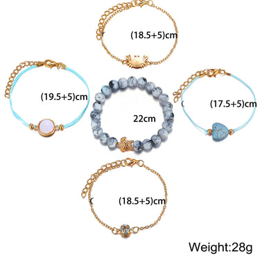 5 Piece Blue Turtle Bracelet Set With ® Crystals 18K White Gold Plated